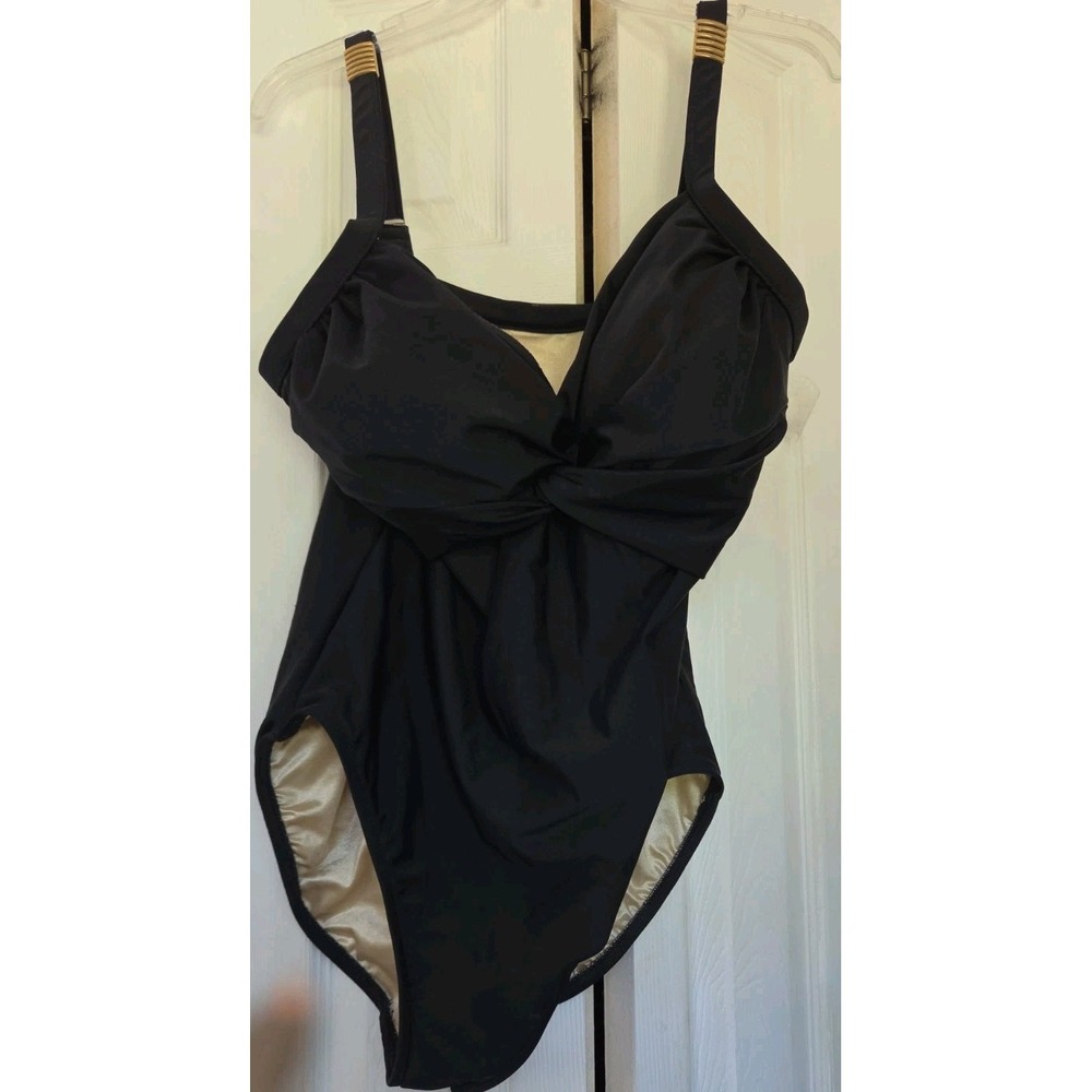 Carol Wior Women's Swimsuit Black Gold Details Plus Size 18w